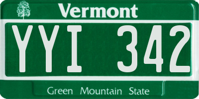 VT license plate YYI342