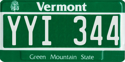 VT license plate YYI344