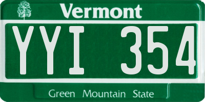 VT license plate YYI354
