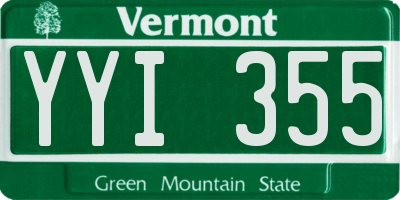 VT license plate YYI355