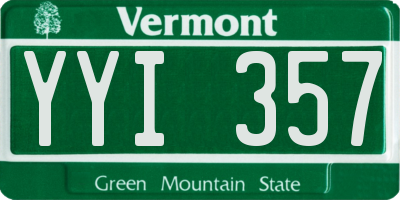 VT license plate YYI357