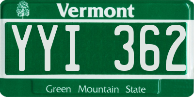 VT license plate YYI362