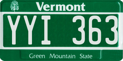 VT license plate YYI363