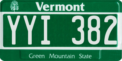 VT license plate YYI382