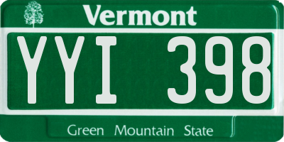 VT license plate YYI398