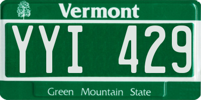 VT license plate YYI429