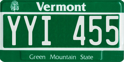 VT license plate YYI455