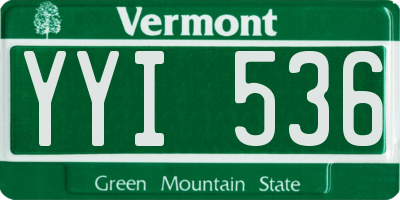 VT license plate YYI536