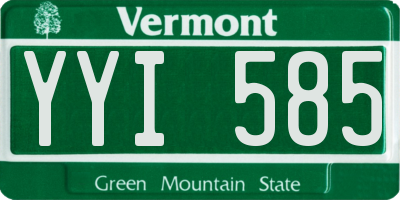 VT license plate YYI585