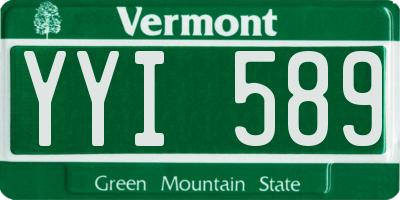 VT license plate YYI589