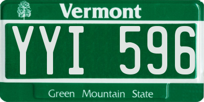 VT license plate YYI596