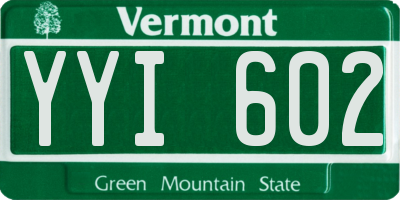 VT license plate YYI602