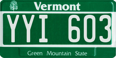 VT license plate YYI603
