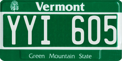 VT license plate YYI605
