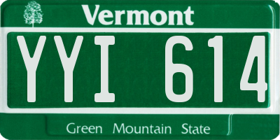 VT license plate YYI614