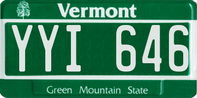 VT license plate YYI646