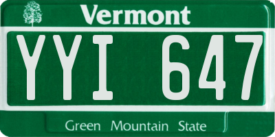 VT license plate YYI647