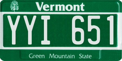 VT license plate YYI651