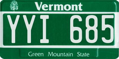 VT license plate YYI685