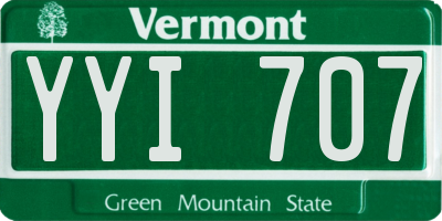 VT license plate YYI707