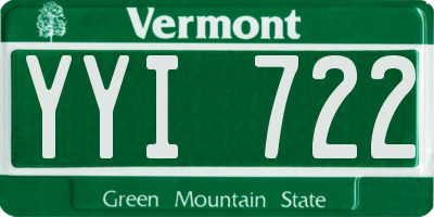 VT license plate YYI722