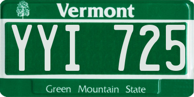 VT license plate YYI725