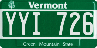 VT license plate YYI726
