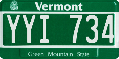 VT license plate YYI734