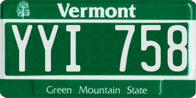VT license plate YYI758