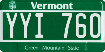VT license plate YYI760