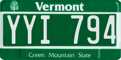 VT license plate YYI794