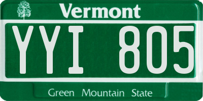 VT license plate YYI805
