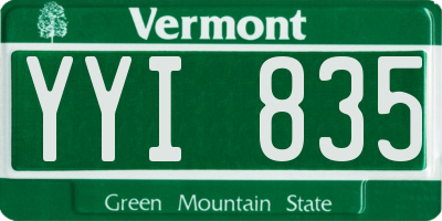 VT license plate YYI835