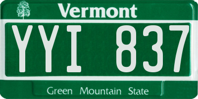 VT license plate YYI837