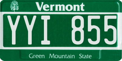 VT license plate YYI855