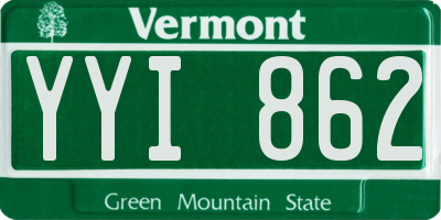 VT license plate YYI862