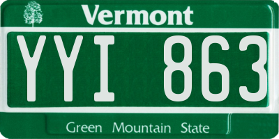 VT license plate YYI863