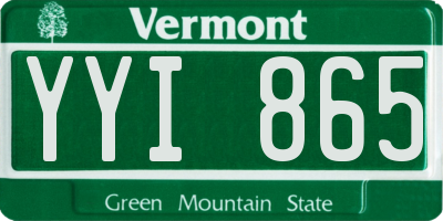 VT license plate YYI865