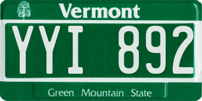 VT license plate YYI892