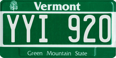 VT license plate YYI920