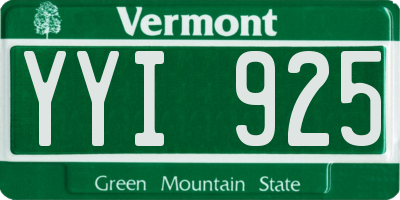 VT license plate YYI925