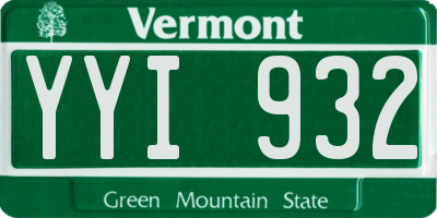 VT license plate YYI932