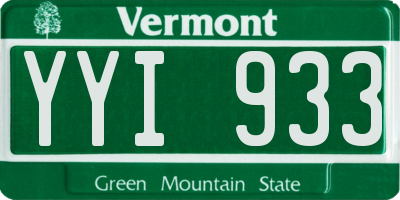 VT license plate YYI933