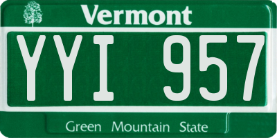 VT license plate YYI957