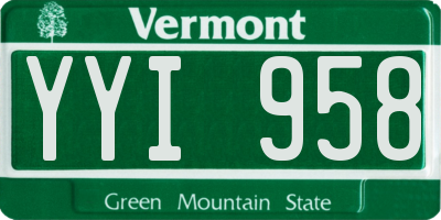 VT license plate YYI958