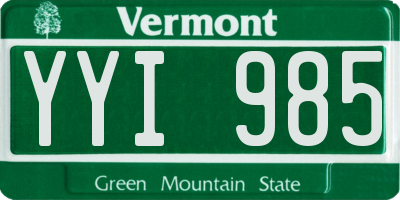 VT license plate YYI985