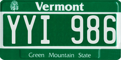 VT license plate YYI986