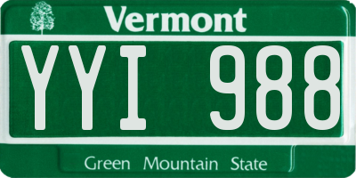 VT license plate YYI988
