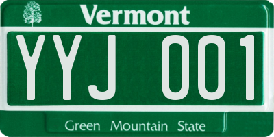 VT license plate YYJ001