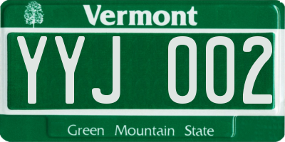 VT license plate YYJ002